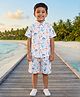 BT DEZINES Cotton Blend Woven Half Sleeves Dinosaur Printed Coordinating Shirt & Shorts Set - Multi Colour