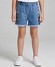 Creative Kids Denim Woven Floral Embroidered Washed Shorts - Light Blue