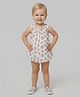 Creative Kids Georgette Woven Sleeveless Floral Printed Onesie - White