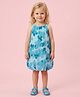 Creative Kids Georgette Woven Sleeveless Floral Printed Dress - Light Blue