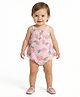 Creative Kids Georgette Woven Sleeveless Lemon & Polka Dots Printed Onesie - Pink