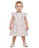 Creative Kids Georgette Woven Frill Sleeves Polka Dots Printed Dress - White & Pink