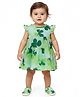 Creative Kids Georgette Woven Frill Sleeves Floral Printed Dress - Sea Green