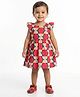 Creative Kids Cotton Woven Sleeveless Abstract Printed Dress - Red & Pink