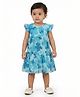 Creative Kids Georgette Woven Sleeveless Floral Printed Dress - Blue