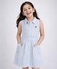 PURPLE UNITED KIDS Cotton Woven Sleeveless Striped Dress  - Blue & White