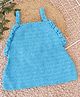 Woonie Cotton Hand Knitted Sleeveless Solid Crochet Top - Turquoise
