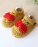 Woonie Bow Designed Handmade Booties - Beige