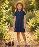 Nino Bambino Organic Cotton Knit Half Sleeves Solid Polo Dress - Navy Blue