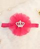 BABY Charm Stone Embellished Crown Applique & Frill Detailed Headband - Dark Pink