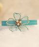 BABY Charm Pearls & Stone Embellished Floral Applique Detailed Headband - Blue
