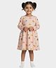 Orange Sugar 100% Cotton Knit Full Sleeves Farm Theme Printed Dress - Peach
