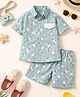 Little Ginnie Cotton Woven Half Sleeves Sheep Printed Coordinating Shirt & Shorts Set - Blue