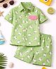 Little Ginnie Cotton Woven Half Sleeves Sheep Printed Coordinating Shirt & Shorts Set - Green