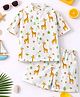 Little Ginnie Cotton Woven Half Sleeves Giraffe Printed Coordinating Shirt & Shorts Set - White