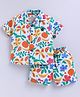LITTLE COLLARS Muslin Woven Half Sleeves Floral Printed Coordinating Shirt & Shorts Set  - Multi Colour