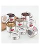 HAZEL Stainless Steel Transparent Lid Containers | Versatile Storage Jars with See-Through Top | Nesting Kitchen Canisters for Spices, Snacks & Grains | 300 ml (Set of 6)