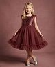 Cherry Crumble By Nitt Hyman  Woven Frill Sleeves Sequin Embellished Dress - Brown