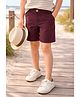 Cherry Crumble By Nitt Hyman Cotton Woven Solid Shorts - Wine