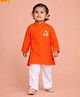 JBN Creation Cotton Woven Ram Navami Theme Full Sleeves Jai Shree Ram Text Printed Kurta & Pyjama Set -  Orange