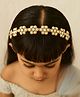 CHOKO Pearl & Stone Embellished Floral Applique Detailed Hair Band - White & Silver
