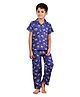 Clothe Funn Cotton Knit Half Sleeves Vehicles Printed Shirt & Pajama Night Suit - Blue
