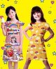 NUSYL Cotton Blend Knit Pack Of 2 Cap Sleeves Teddy & Believe In Yourself Text Printed Night Dresses - Lilac & Yellow