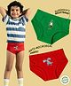 THE COVER UP PROJECT Modal Knit Pack Of 2 Goblin & Dinosaur Printed Briefs - Red & Green