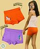 THE COVER UP PROJECT Modal Knit Pack Of 2 Unicorn & Fairy Printed Boyshorts -  Orange & Lilac