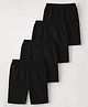 Trampoline Cotton Lycra Pack Of 4 Solid Shorts - Black