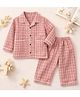 TIPPY TOP Cotton Woven Full Sleeves Checked Coordinating Shirt & Pant Night Suit - Peach