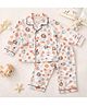 TIPPY TOP Cotton Woven Full Sleeves Circles Printed Coordinating Shirt & Pant Night Suit - White