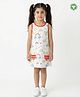 Pranava Organic Cotton Single Jersey Woven Sleeveless Rainbows Printed Dress - White