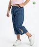 Pranava Organic Cotton Poplin Woven Floral Embroidered Pants - Blue
