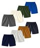 KUCHIPOO Cotton Blend Knit Pack Of 8 Solid Shorts - Multi Colour