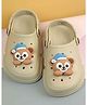 Yellow Bee Teddy Bear Applique Detailed Perforated Slingback Clogs - Beige