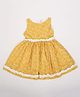 Soleilclo Cotton Woven Sleeveless Floral Printed & Ruffle Detailed Dress - Yellow