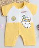 Fourfolds Cotton Blend Knit Half Sleeves Colour Blocked Animal Printed Romper - Yellow