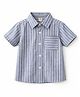 Aww Hunnie Cotton Woven Half Sleeves Striped Shirt - Blue