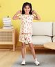 Clothe Funn Cotton Knit Half Sleeves Alphabets Printed Tee & Shorts Night Suit - Lemon