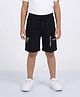Kaboosh Cotton Knit Skateboard  & Born To Ride Text Printed Cargo Style Shorts - Black