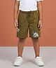 Kaboosh Cotton Knit Panda Mood Text Printed Cargo Style Shorts - Military Green