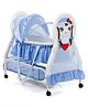 Girl Print Cradle With Mosquito Net and Swing Lock function - Light Blue