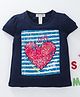 Memory Life Short Sleeves Tee Sequin Flip Love Design - Navy