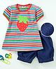 Wonderchild Short Sleeves Strawberry Patch Top & Shorts Set - Multicolor