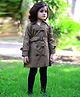Piccolo Full Sleeves Front Belt Jacket Dress - Green