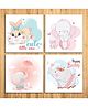 Wens Sparkle Laminated Wall Panels Elephant & BunnyWens Laminated Wall Panels Elephant & Bunny Print Set of 4 - Multicolour