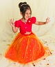 Saka Designs Solid Dyed Lehenga Choli Set - Orange & Pink