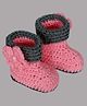 Knits & Knits Flower Decorated Crochet Booties - Pink