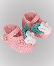 Knits & Knots crochet Flower Detailed Booties  - Pink